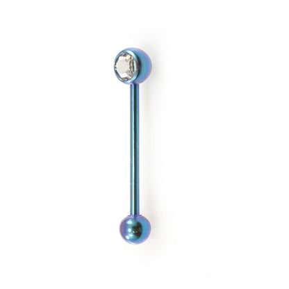 Titanium 16 Gauge Straight Barbell with CZ Jewel - 3/8 Inch - photo 9