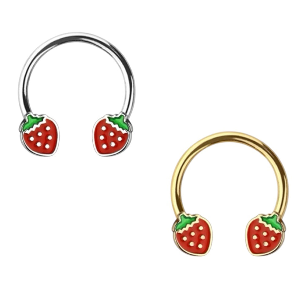 Surgical Steel Horseshoe Circular Barbell 16G 10mm with Strawberry End