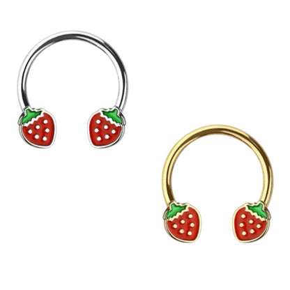 Surgical Steel Horseshoe Circular Barbell 16G 10mm with Strawberry End