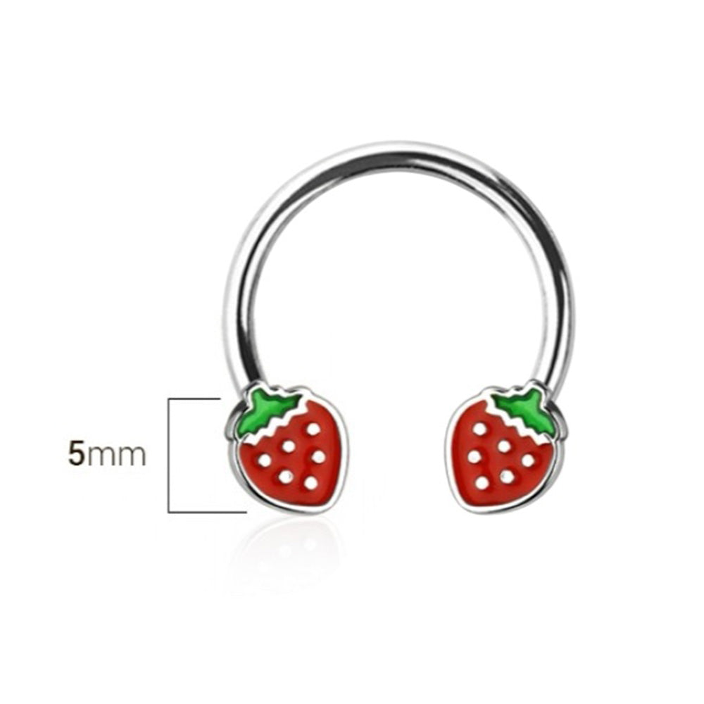 Surgical Steel Horseshoe Circular Barbell 16G 10mm with Strawberry End - photo 2
