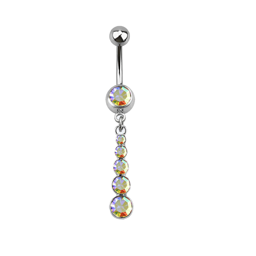 Surgical Steel 14 Gauge Belly Ring with Crystal CZ Dangle - photo 3