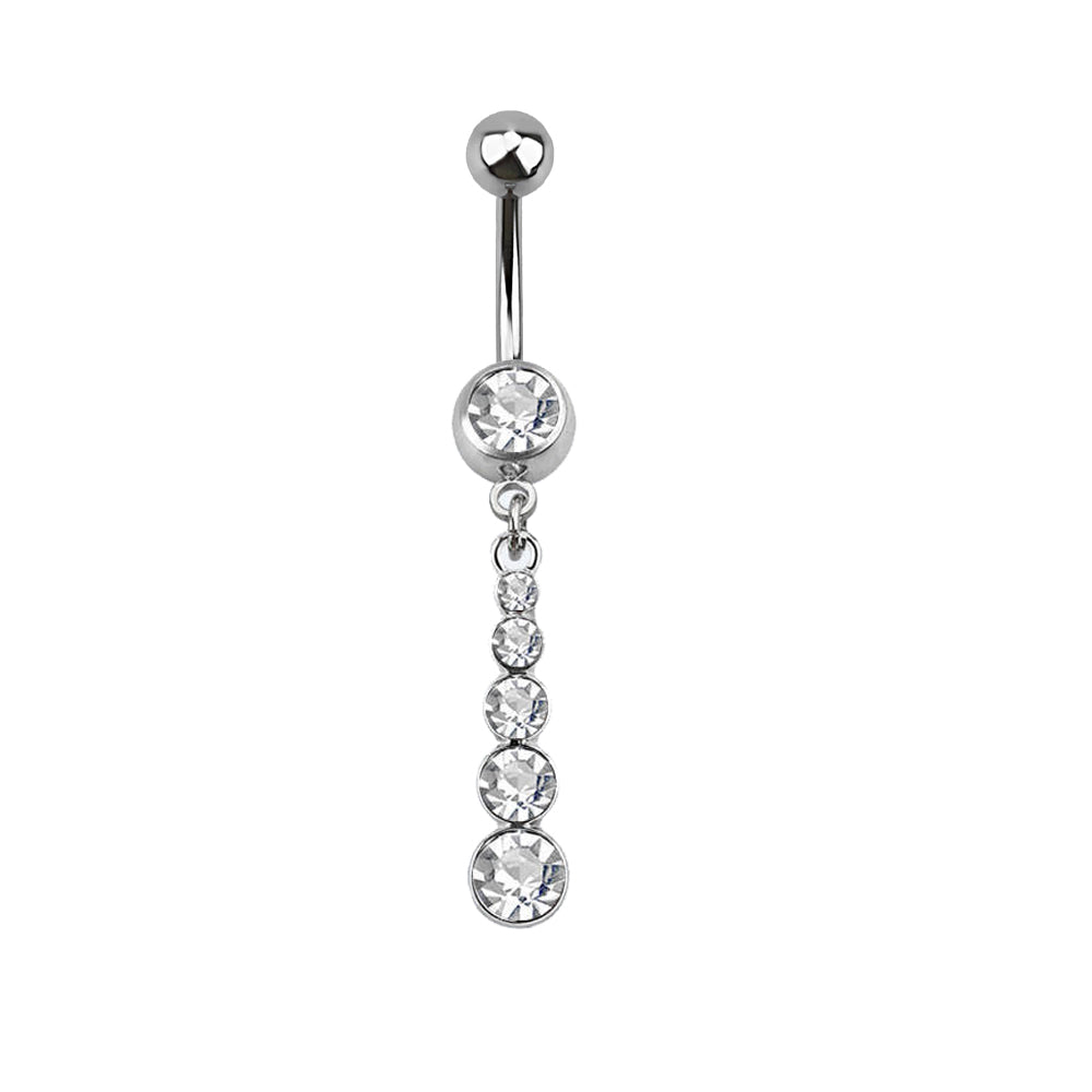 Surgical Steel 14 Gauge Belly Ring with Crystal CZ Dangle - photo 4