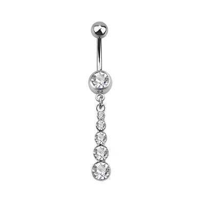 Surgical Steel 14 Gauge Belly Ring with Crystal CZ Dangle - photo 4