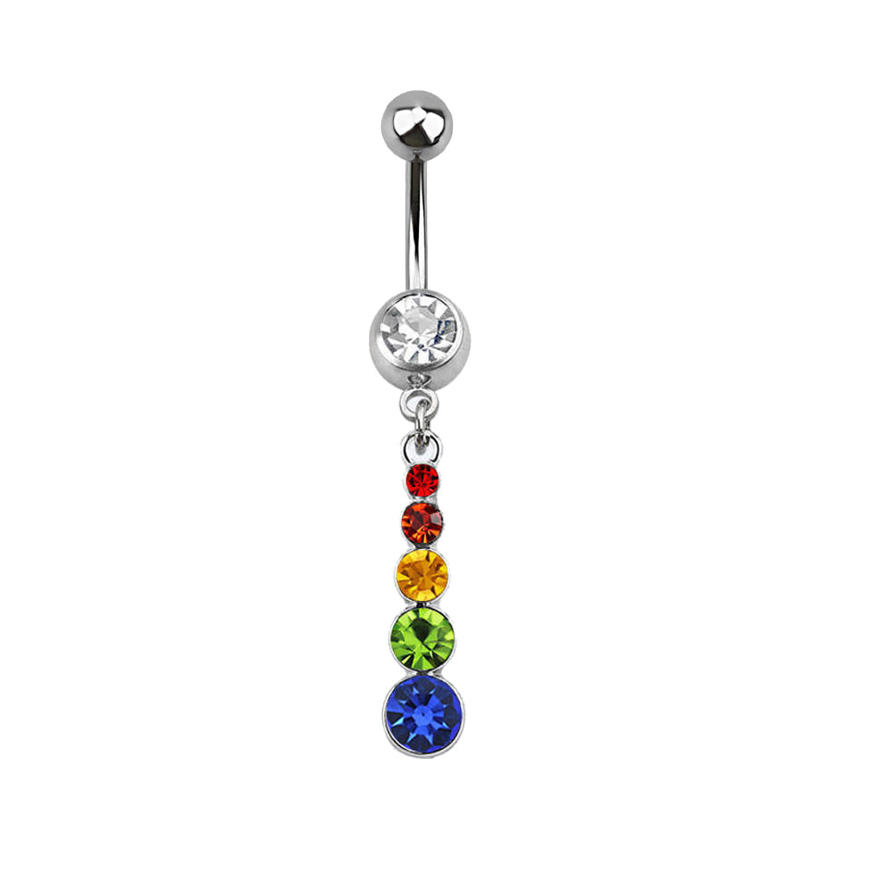 Surgical Steel 14 Gauge Belly Ring with Crystal CZ Dangle - photo 2