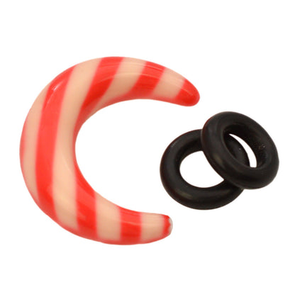 Acrylic Striped Pincher Tapers 2G with Black O-Rings - Pair - photo 2