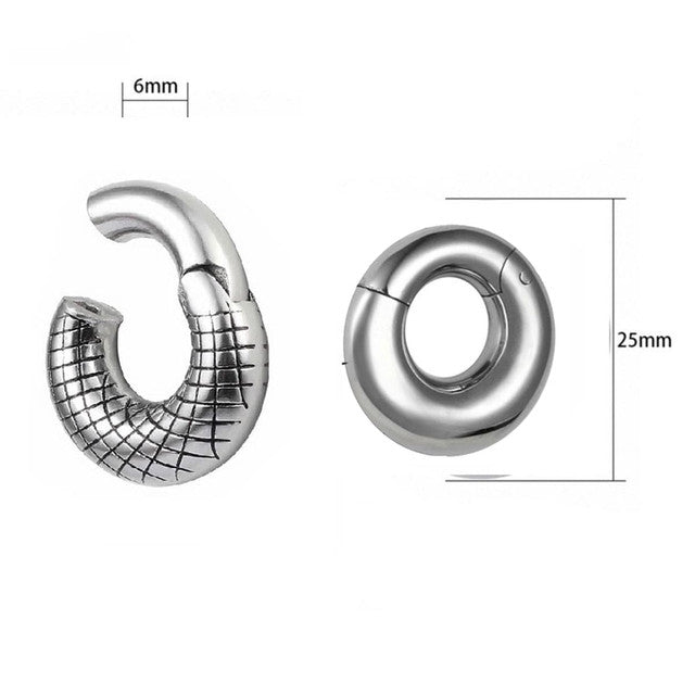 Surgical Steel 2 Gauge Hinged Stripe Chunky Circle Ear Weights - Pair - photo 2