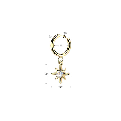 Surgical Steel Hinged Huggie Hoop 18G 10mm with CZ Sunburst - Pair - photo 2
