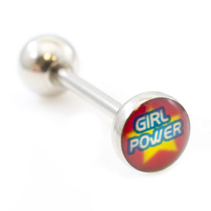 Surgical Steel 14 Gauge Tongue Barbell with Super Girl Logo