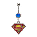 Surgical Steel 14 Gauge Superhero Dangle CZ Belly Button Ring