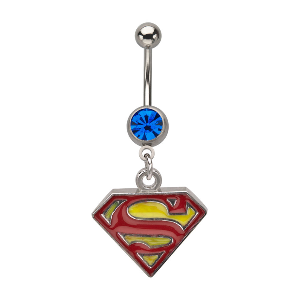 Surgical Steel 14 Gauge Superhero Dangle CZ Belly Button Ring