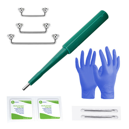 Surgical Steel Surface Barbell & Dermal Punch Kit 14 Gauge