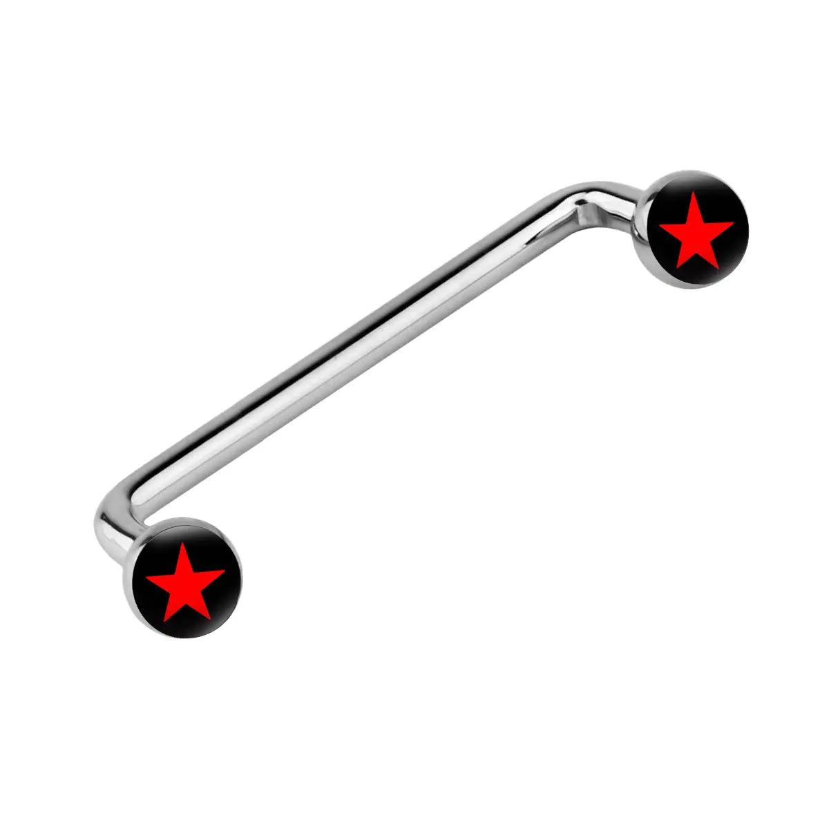 Surgical Steel 14 Gauge Star Logo Flat Disc Staple Surface Barbell