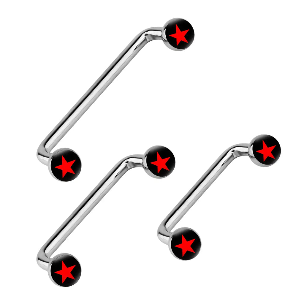 Surgical Steel 14 Gauge Star Logo Flat Disc Staple Surface Barbell