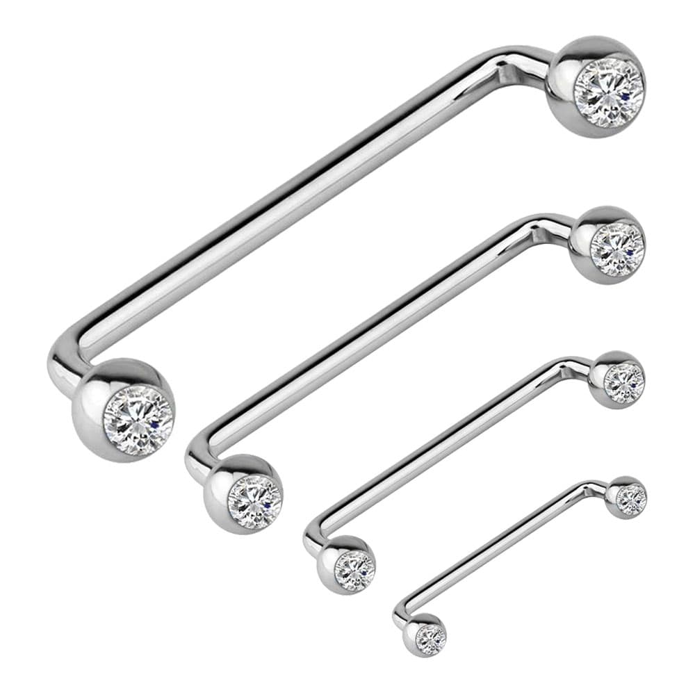 Surgical Steel 14 Gauge Surface Staple Barbell with Clear CZ Ball