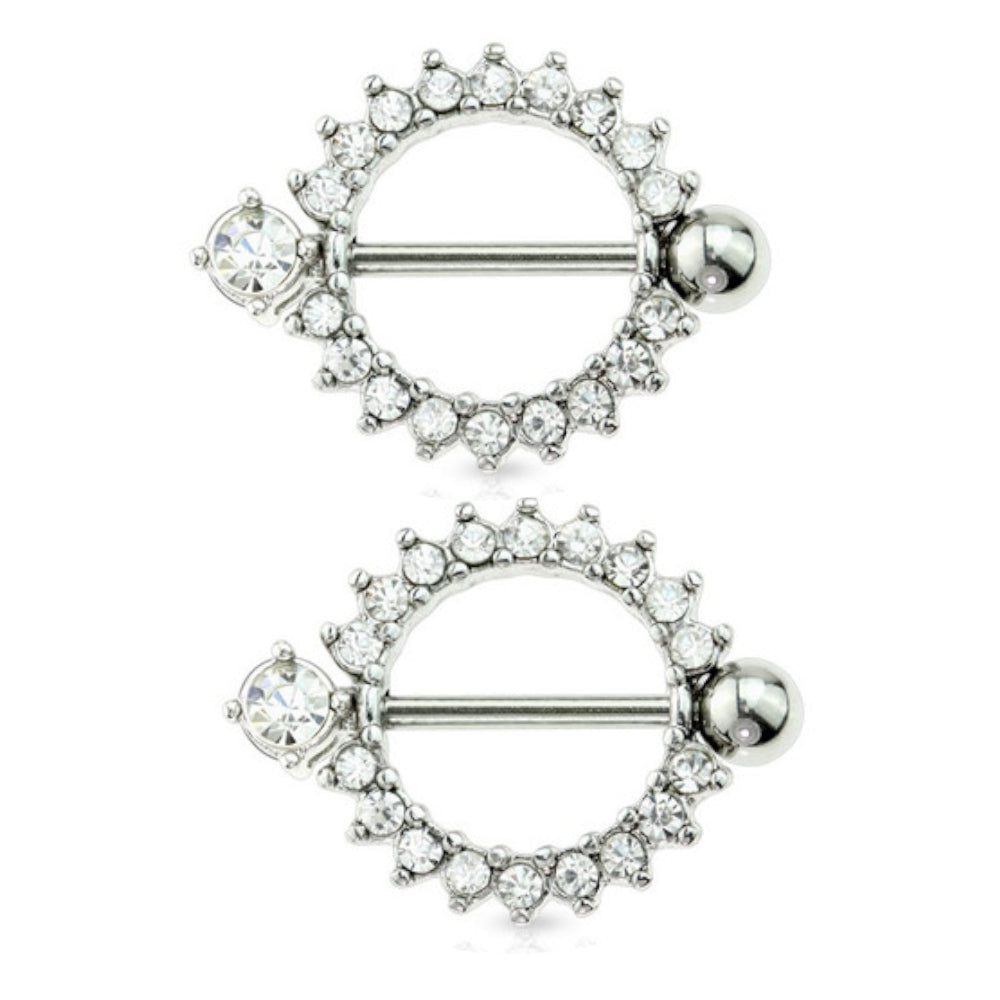 Surgical Steel 14 Gauge Nipple Shield with CZ Circle of Life - Pair - photo 4