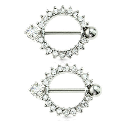 Surgical Steel 14 Gauge Nipple Shield with CZ Circle of Life - Pair - photo 4