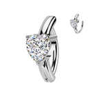 Surgical Steel 14 Gauge Hinged Belly Button Ring with CZ Heart - photo 4