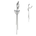 Surgical Steel 14 Gauge Hinged Belly Ring with CZ Chain Triangle - photo 3