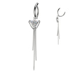 Surgical Steel 14 Gauge Hinged Belly Ring with CZ Chain Triangle - photo 3