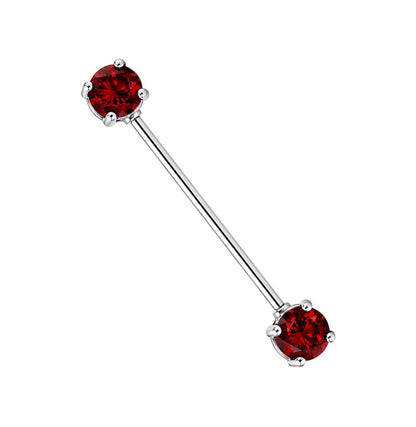 Surgical Steel 14 Gauge Industrial Barbell with CZ Prong - Kruelty