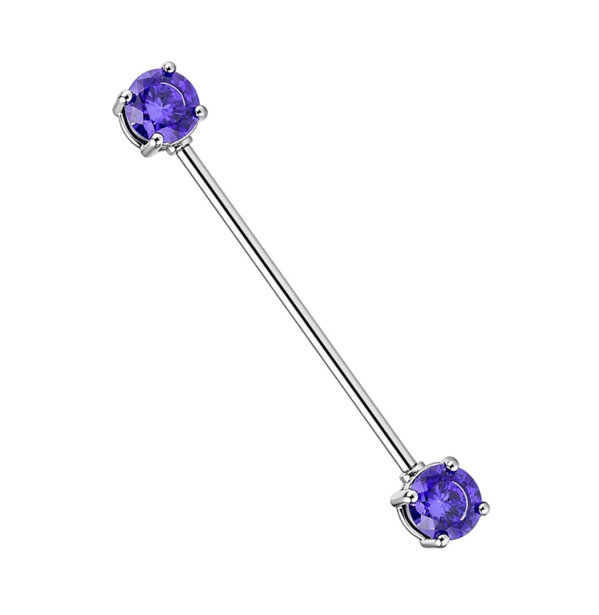 Surgical Steel 14 Gauge Industrial Barbell with CZ Prong - Kruelty