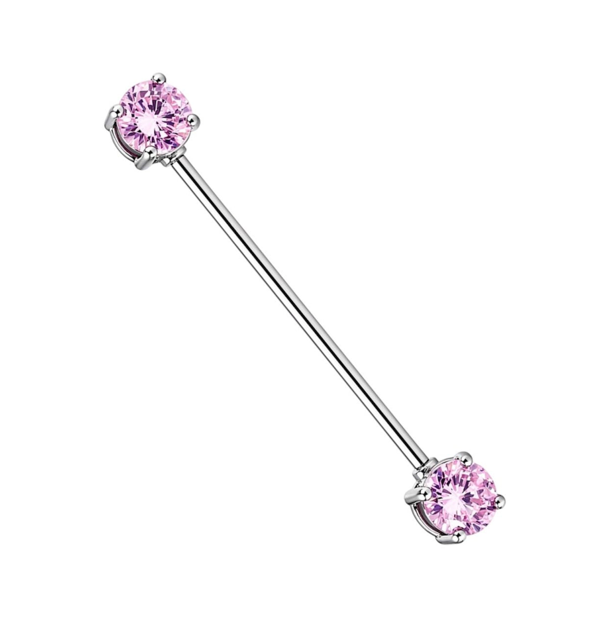 Surgical Steel 14 Gauge Industrial Barbell with CZ Prong - Kruelty