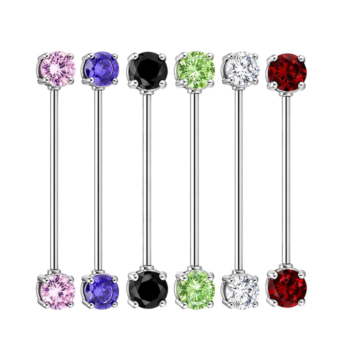 Surgical Steel 14 Gauge Industrial Barbell with CZ Prong - Kruelty
