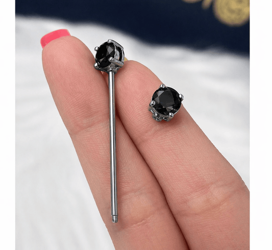 Surgical Steel 14 Gauge Industrial Barbell with CZ Prong - Kruelty