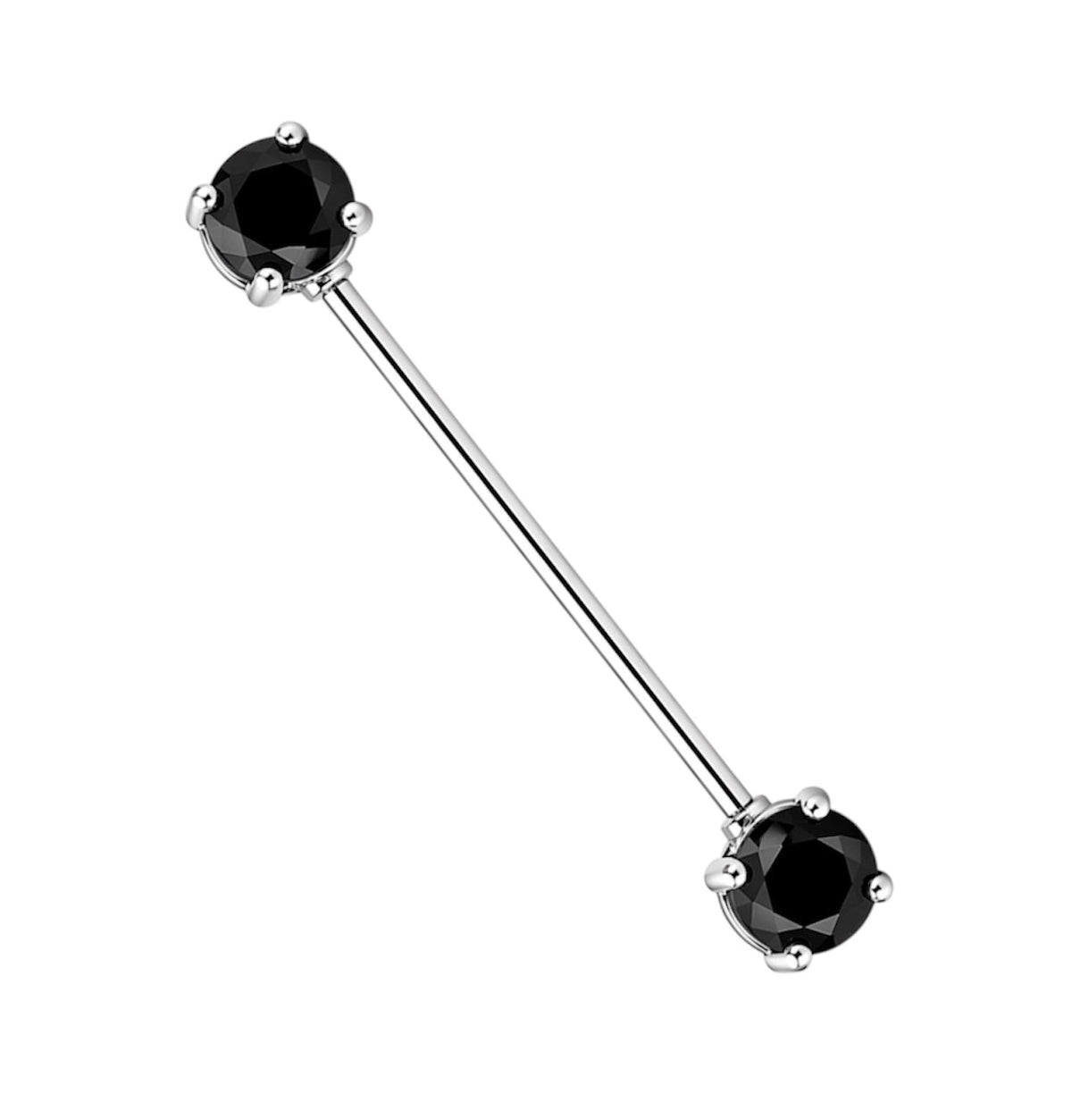 Surgical Steel 14 Gauge Industrial Barbell with CZ Prong - Kruelty