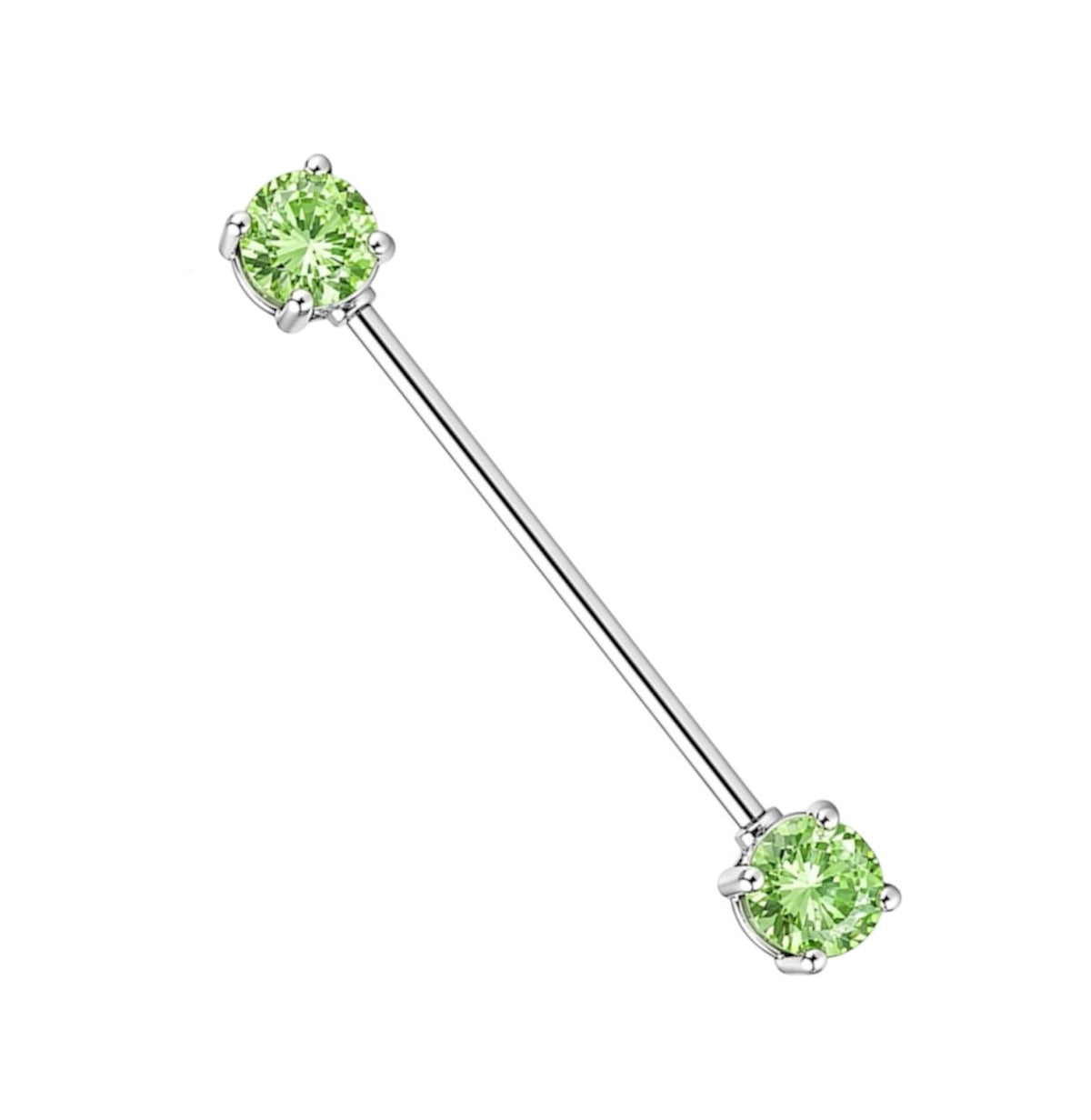 Surgical Steel 14 Gauge Industrial Barbell with CZ Prong - Kruelty