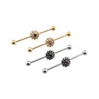 Surgical Steel 14 Gauge Industrial Barbell with Halloween Spider Web
