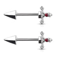 Surgical Steel 14 Gauge Nipple Barbell with Red CZ Dagger - Pair - photo 3
