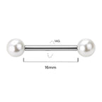 Surgical Steel 14 Gauge Straight Barbell with Acrylic Pearl Ball - photo 2