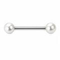Surgical Steel 14 Gauge Straight Barbell with Acrylic Pearl Ball