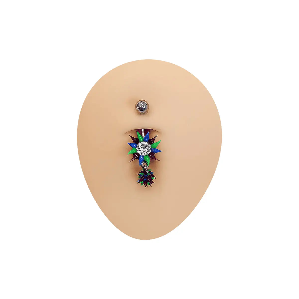 Surgical Steel CZ Spike Curved Belly Button Ring