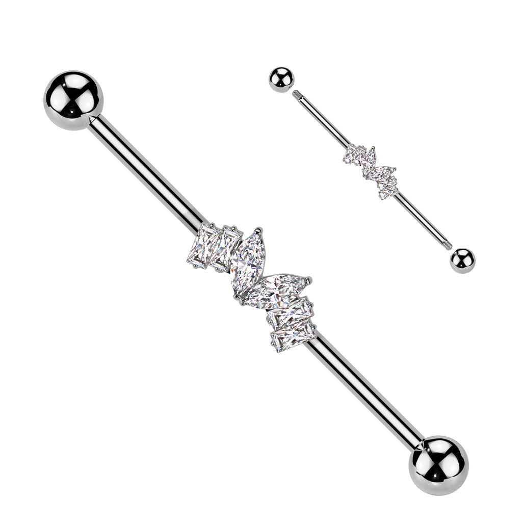 Surgical Steel CZ Heart Industrial Barbell 14G 38mm - 2 Colors - photo 5