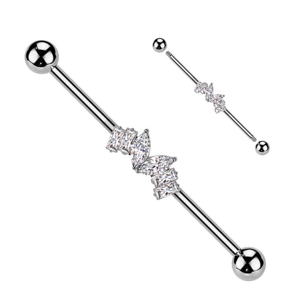 Surgical Steel CZ Heart Industrial Barbell 14G 38mm - 2 Colors - photo 5