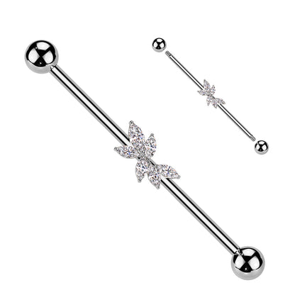 Surgical Steel Marquise CZ Vine Industrial Barbell 14G - 2 Colors - photo 4