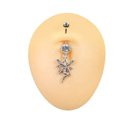 Surgical Steel Dangle Belly Ring 14G 10mm with Fairy & CZ - photo 2