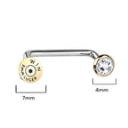 Surgical steel staple surface barbell with bullet CZ ends
