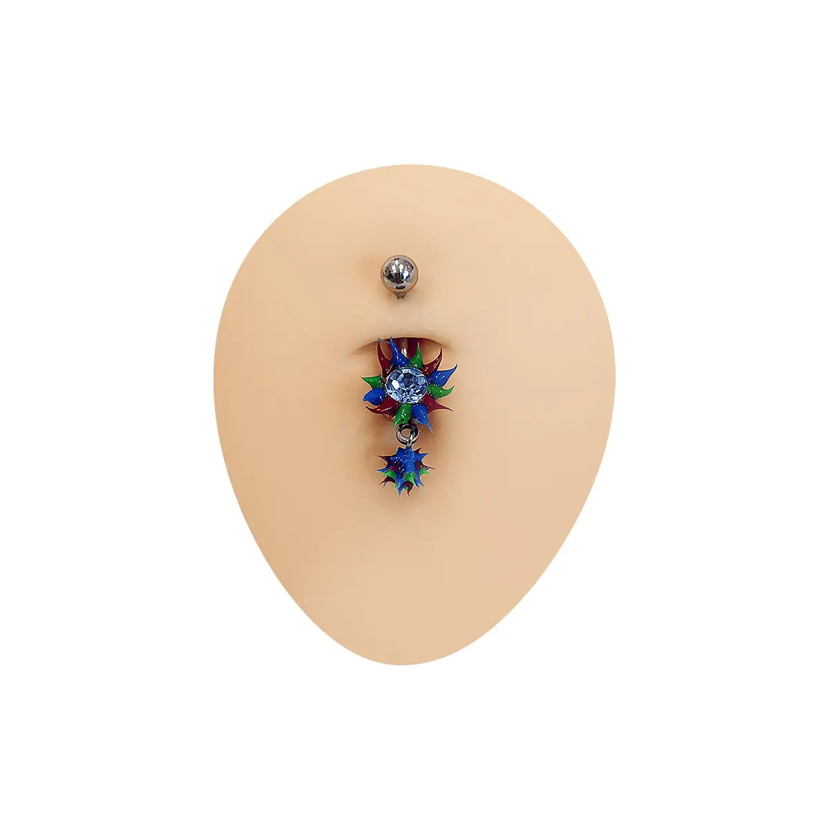 Surgical Steel CZ Spike Curved Belly Button Ring
