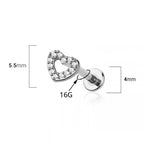 Surgical Steel 16 Gauge Flat Back Labret Stud with CZ Heart - photo 2