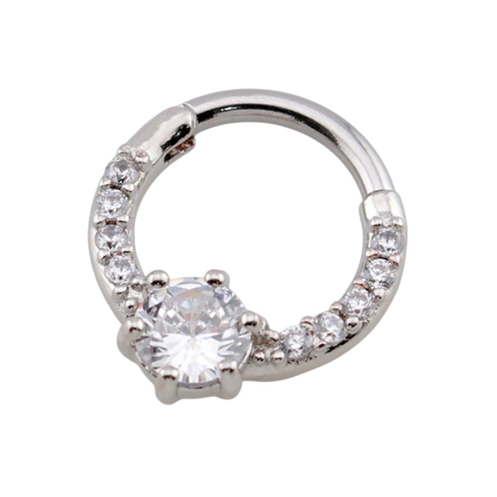 Surgical Steel 16 Gauge Hinged Segment Ring with Paved Round CZ - photo 4