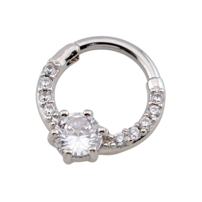 Surgical Steel 16 Gauge Hinged Segment Ring with Paved Round CZ - photo 4