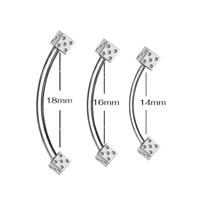 Surgical Steel 16 Gauge Tongue Barbell with Dice Snake Eyes - photo 3
