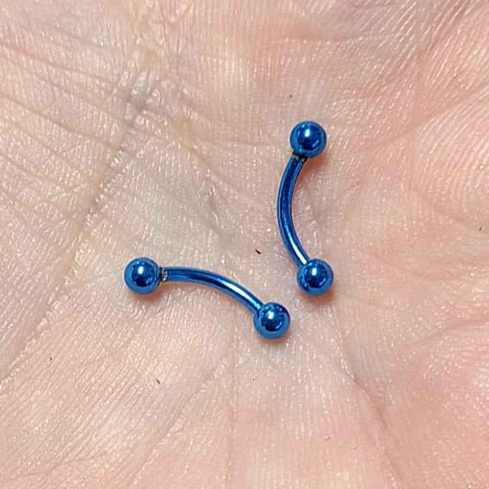PVD Surgical Steel 16 Gauge Curved Barbells 8mm - Pair