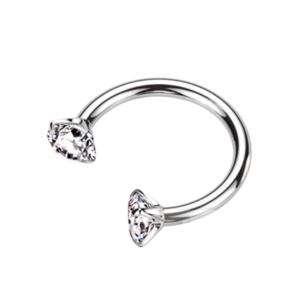 Surgical Steel 16 Gauge Horseshoe Circular Barbell with Prong CZ Gem
