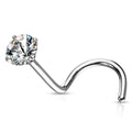 Surgical Steel Nose Ring Screw Stud 18 Gauge 1/4" Clear Round Gem - Kruelty - Photo 5