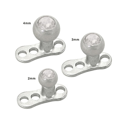 Surgical Steel 3 Hole Dermal Anchor with Clear CZ Jeweled Bead - photo 3