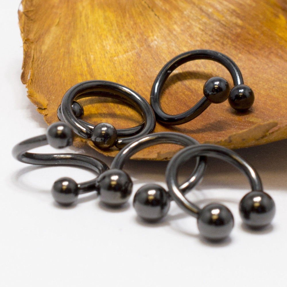 Black PVD Surgical Steel 16G Twist Captive Bead Rings 8mm - 6 Pack